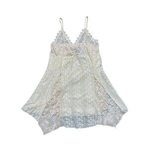 NWT PRETTY ANGEL CAMI SHIRT LACE TUNIC western SEXY IVORY tank BOHO Sz L